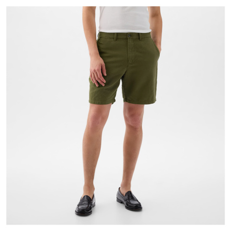 Šortky GAP Linen Fixed Waist Short Army Jacket Green