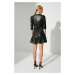 Trendyol Black Collar Detailed Faux Leather Dress