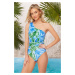 Trendyol Floral Patterned One Shoulder Draped Regular Swimsuit