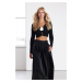 Trendyol Limited Edition Black Super Crop Rose Detailed Knitwear Cardigan