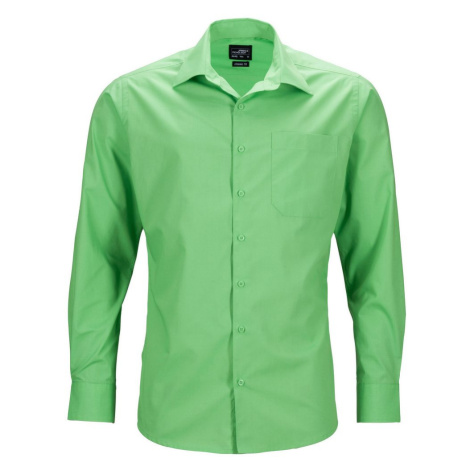 James & Nicholson Pánska košeľa s dlhým rukávom JN642 - Limetkovo zelená
