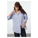 Trendyol Light Blue Daisy Print Detailed Oversize Wide Fit Shirt