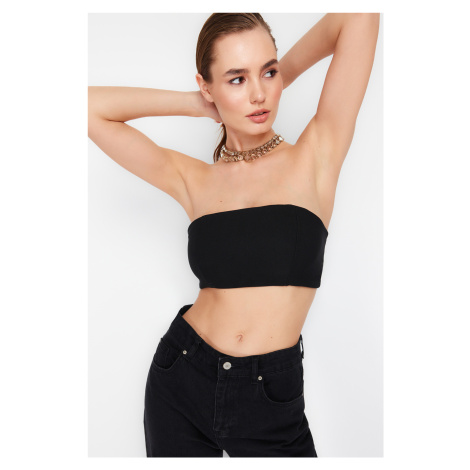 Trendyol Black Crop Gimped Woven Bustier