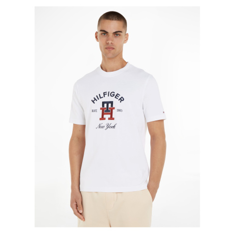 Biele pánske tričko Tommy Hilfiger Curved Monogram Tee