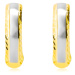 Náušnice zo 14K zlata - krúžok, matný pás, lúčovité zárezy po stranách