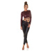 Sexy Koucla Wetlook Long-sleeved Crop Top BORDEAUX Einheitsgroesse