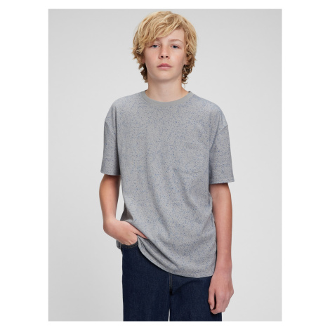 Šedé chlapčenské melírované tričko s vreckom GAP