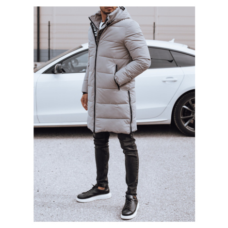 Men&#039;s winter long jacket with hood quilted beige Dstreet