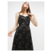 Čierne kvetované šaty na ramienka Dorothy Perkins