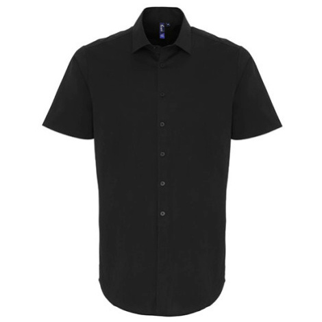 Premier Workwear Pánska bavlnená košeľa s krátkym rukávom PR246 Black