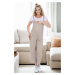 38739 Dewberry Women Pregnant Jumpsuit-BEIGE