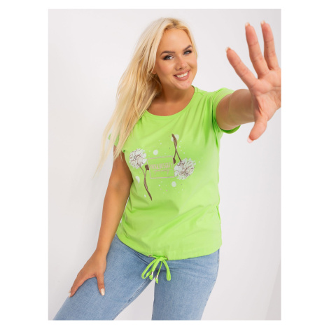 Light green blouse plus size with short sleeves