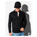 Čierna pánska mikina na zips bez kapucne Ombre Clothing B1071