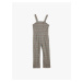 Koton Cotton Girls' Checkered Jumpsuit with Straps and Button Detail.