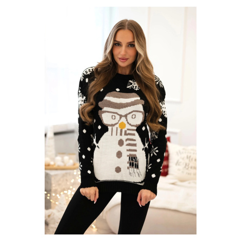 Christmas sweater with black snowman