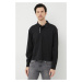 Bavlnené tričko s dlhým rukávom Calvin Klein Jeans čierna farba, jednofarebné