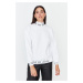 Trendyol White High Neck Loose Printed Thick Knitted Sweatshirt