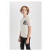 DEFACTO Boys' Crew Neck Printed Short Sleeve T-Shirt