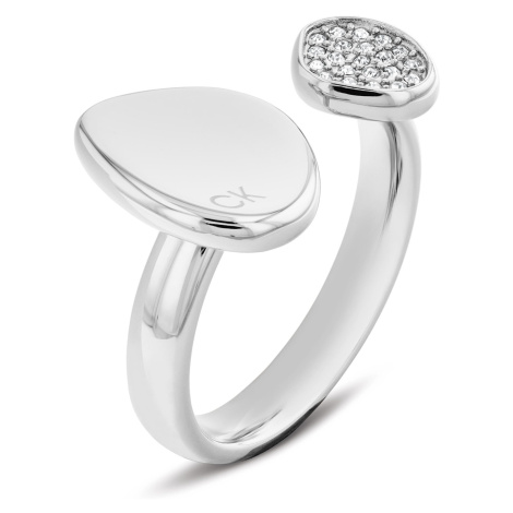 Calvin Klein Elegantný oceľový prsteň s kryštálmi Fascinate 35000319 54 mm
