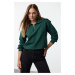 Trendyol Emerald Green Thessaloniki/Knitwear Look Polo Neck Zippered Regular Knitted Sweatshirt