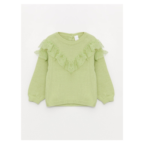 LC Waikiki Crew Neck Long Sleeve Ruffle Detail Baby Girl Knitwear Sweater