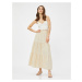 Koton Striped Layered Long Skirt with Elastic Waist