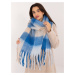 Blue-beige checkered women's scarf