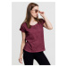 Women's long-back T-shirt in the shape of a spray with burgundy color