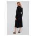 Šaty Lauren Ralph Lauren čierna farba, midi, áčkový strih