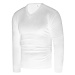 Pánsky jednofarebný sveter s véčkovým výstrihom v bielej farbe