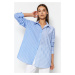 Trendyol Blue Striped Oversize / Wide Fit Woven Shirt