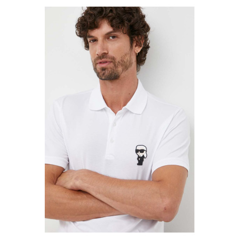 Polo tričko Karl Lagerfeld pánske,biela farba,s nášivkou,500221.745022
