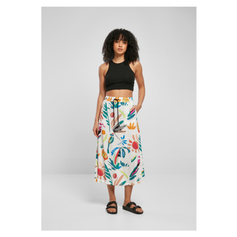 Women's viscose midi skirt white sand and fruit Urban Classics