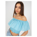 SVETLOMODRÝ CROP TOP S VOLÁNOM LK-TP-508609.37-LIGHT BLUE