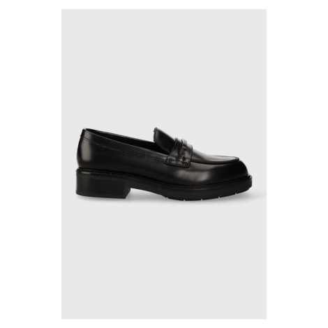 Mokasíny Calvin Klein RUBBER SOLE LOAFER W dámske, čierna farba, na platforme, HW0HW01791