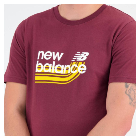 Pánske tričko BG MT31908 Maroon s potlačou - New Balance kaštanová