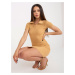 Camel ribbed mini dress