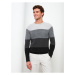 LC Waikiki Crew Neck Long Sleeve Color Block Men's Knitwear Sweater