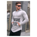 Madmext Printed Gray Hooded Sweatshirt 4148