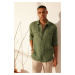 Trendyol Dark Green Limited Edition 100% Linen Regular Fit Shirt