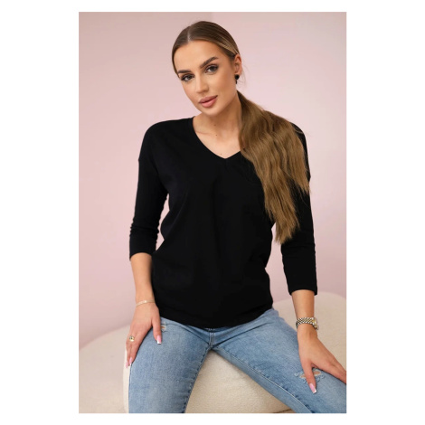 Black blouse with V-neck