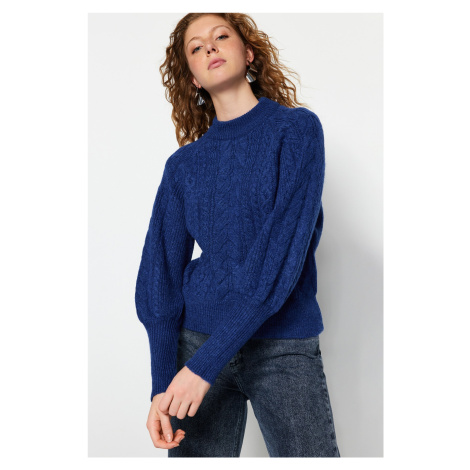 Trendyol Saks Soft Textured Hair Braided Knitwear Sweater