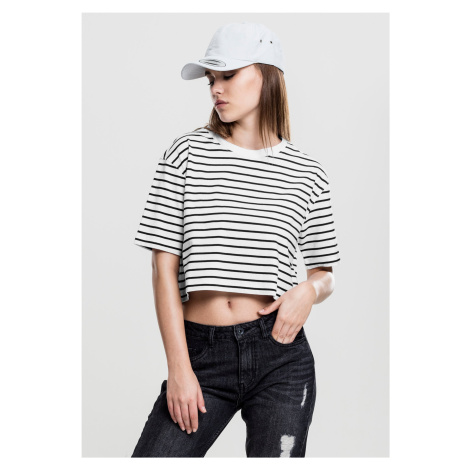 Women's short striped oversized t-shirt wht/bl Urban Classics