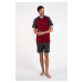 Men's pyjamas Morten, short sleeves, short trousers - burgundy/dark melange