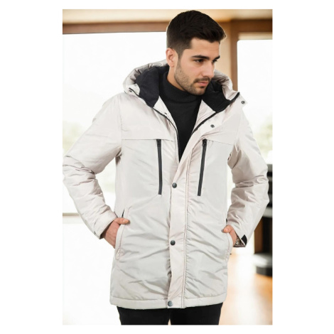 95968 Dewberry Hooded Coat Parka with Fleece Inside-STONE