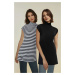 Trendyol Black-White Striped 2-Pack Stand Collar Sleeveless Undershirt Lining Tunic