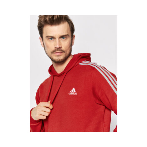 Adidas Mikina Essentials Fleece 3-Stripes GU2523 Červená Regular Fit