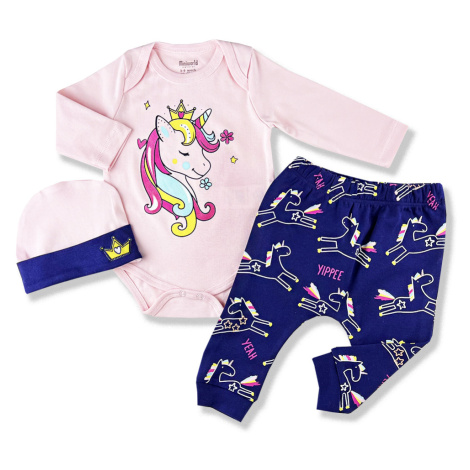 3dielny kojenecký set- Unicorn, ružová