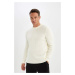 DEFACTO Standard Fit Crew Neck Waffle Sweater