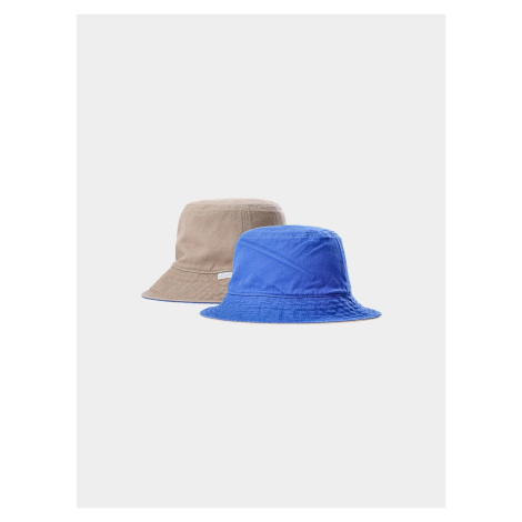 Men's reversible bucket hat 4F - beige/blue